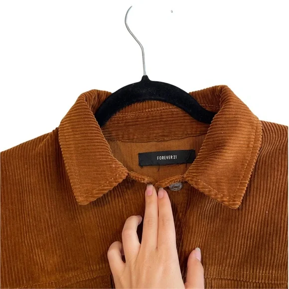 Forever 21 Corduroy Oversized Camel Brown Button Up Jacket - Picture 2 of 11